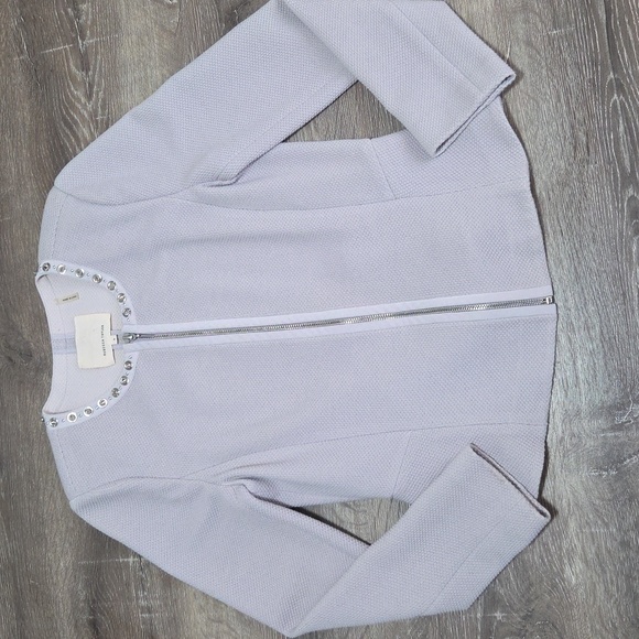 Rebecca Taylor Light Purple Peplum Full Zip Blazer w Silver Stud Spike Accents - Picture 1 of 11
